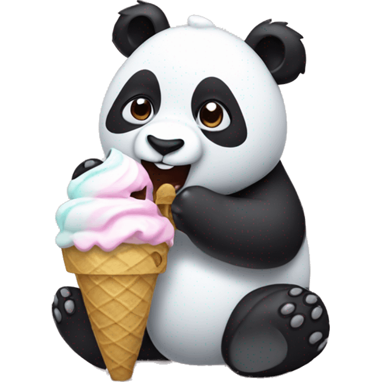 Panda eating ice cream emoji