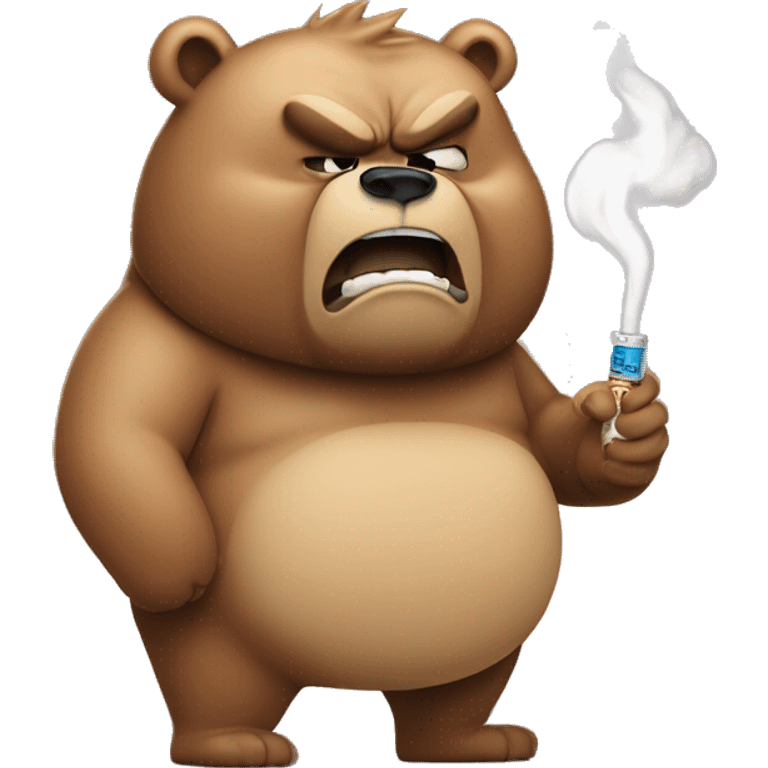 Angry fat bear mad smoking cbd cig emoji