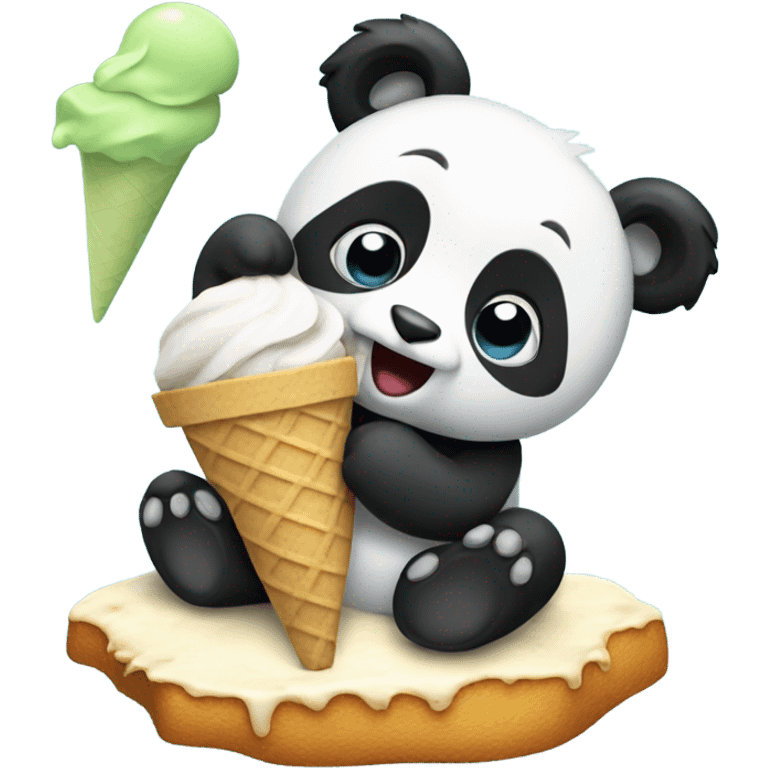 Panda eating ice cream emoji