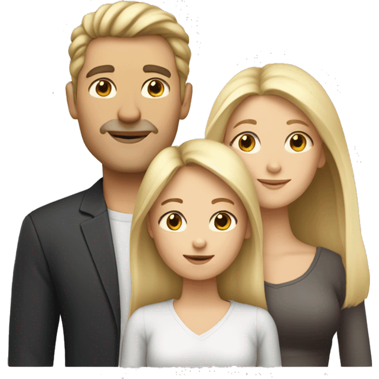 White family, 1 mom with dark hair, 1 dad with Blonde hair, 1 girl with long blonde hair emoji