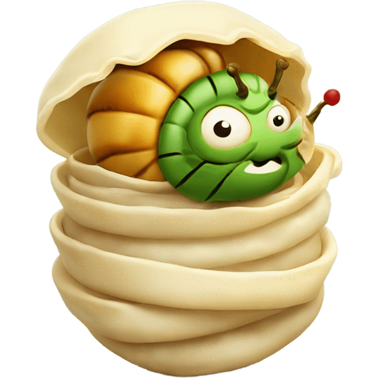 Caterpillar eating a xiao long bao emoji