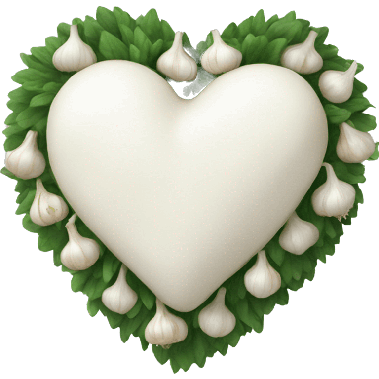 white heart adorned with garlic garland emoji