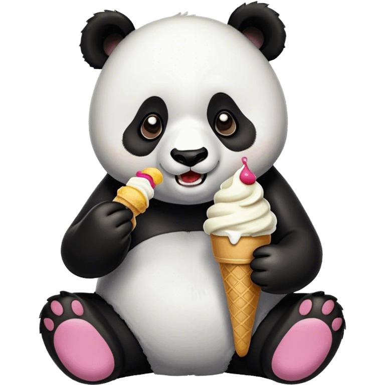 Panda eating ice cream emoji