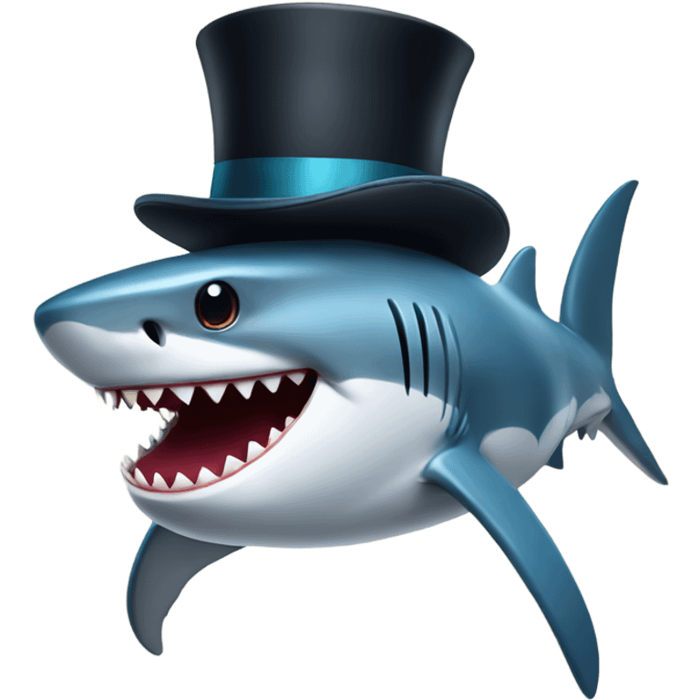 Shark with a top hat emoji