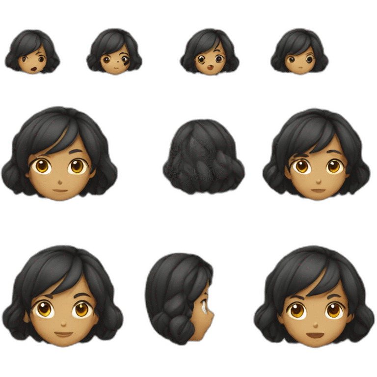 黑长头发美女 emoji