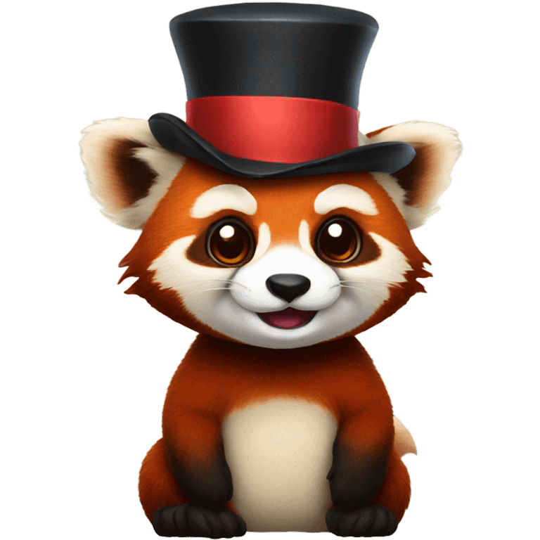 red panda with tophat emoji