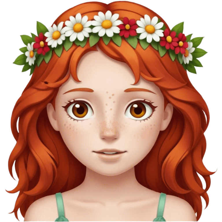 flower crown on red haired girl with freckles  emoji