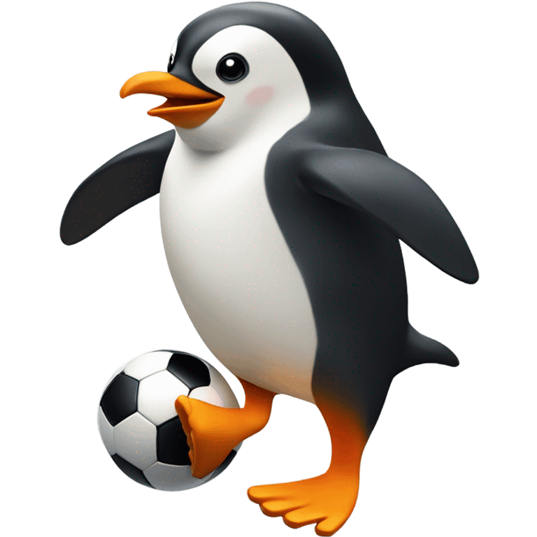 Penguin playing soccer emoji