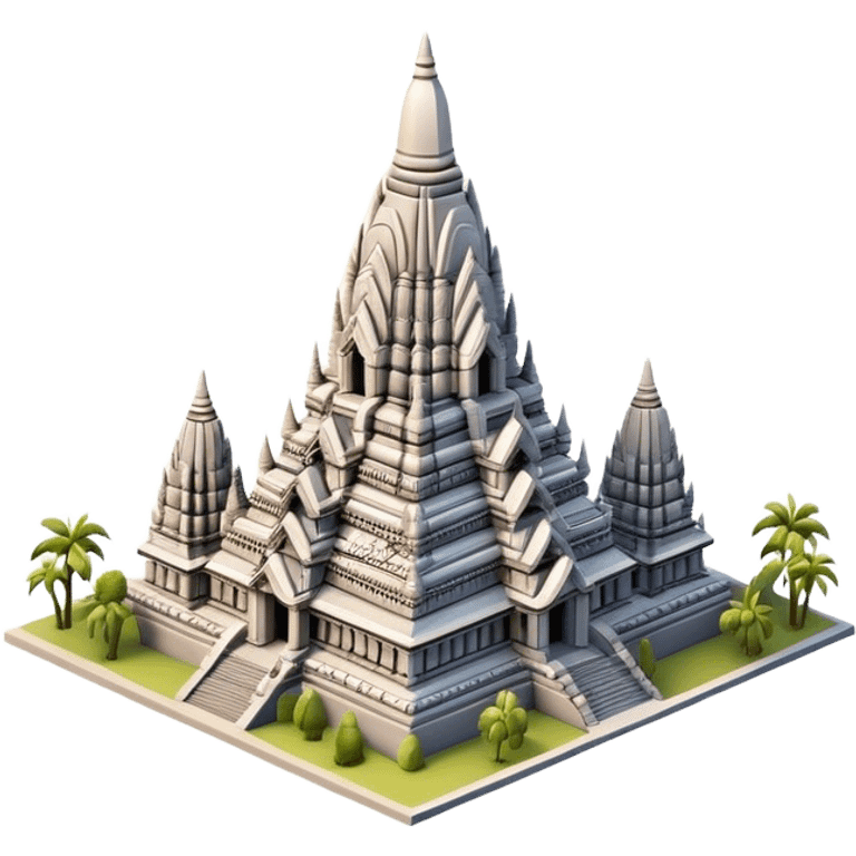 Cinematic Realistic Prambanan Temple Landmark Emoji, depicted as an ornate Hindu temple complex rendered with lifelike detail and dramatic, historical lighting. emoji