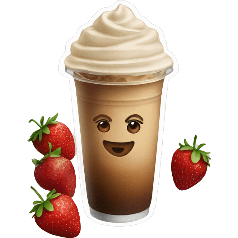 Starbuck ice coffee with strawberries emoji