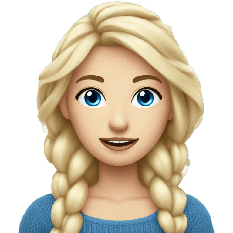 beautiful finnish blond hair woman with blue eyes knitting floral  emoji