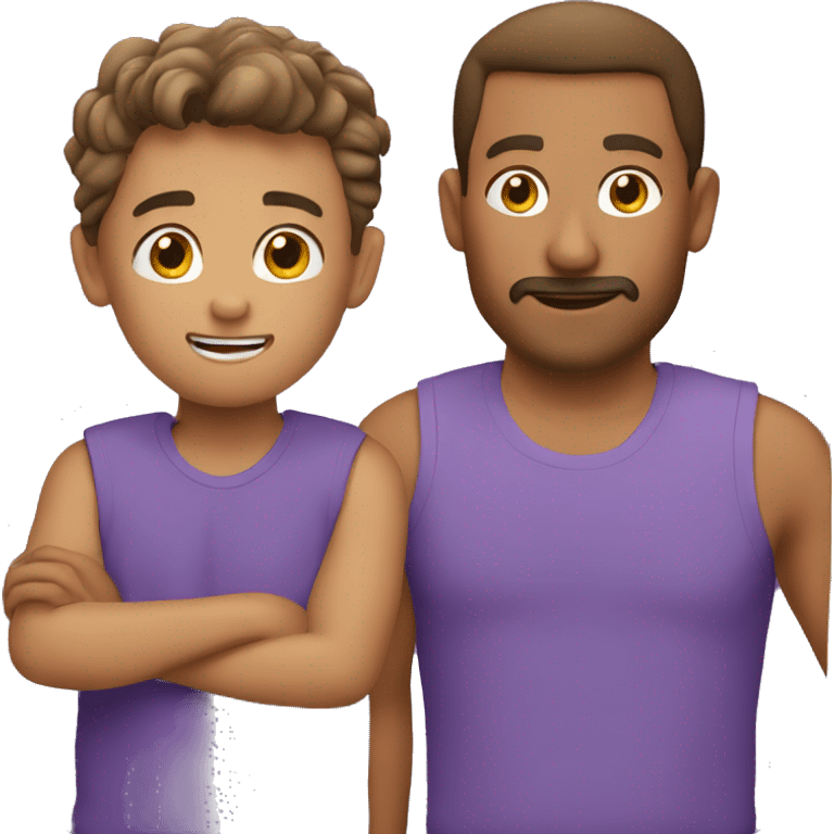 A dad and son, purple shirt emoji