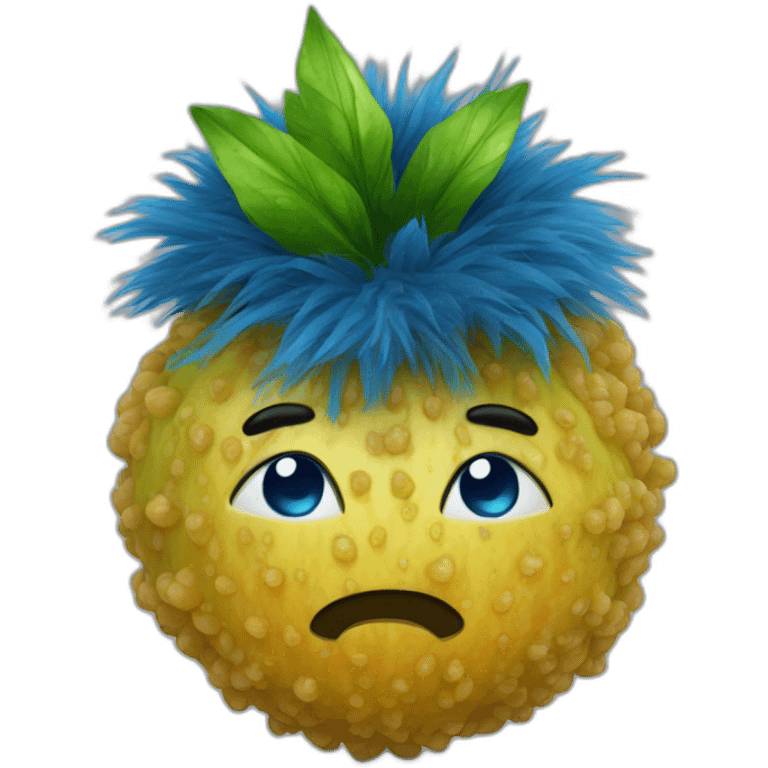 very hairy blue ball fruit emoji