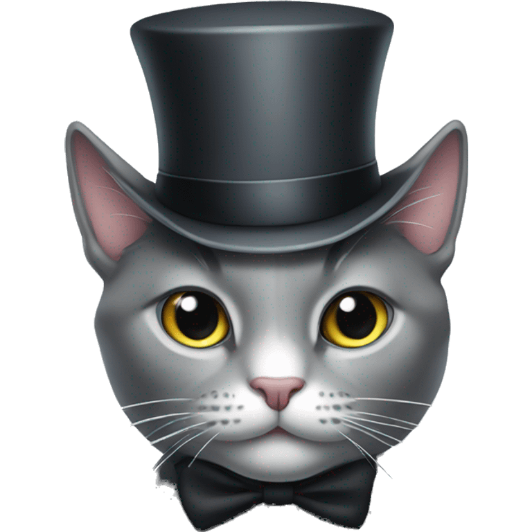 grey cat with a top hat  emoji