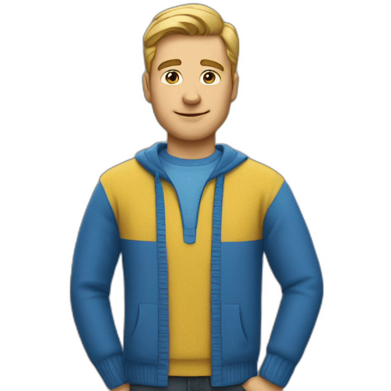 White Man in blue and yellow sweater emoji