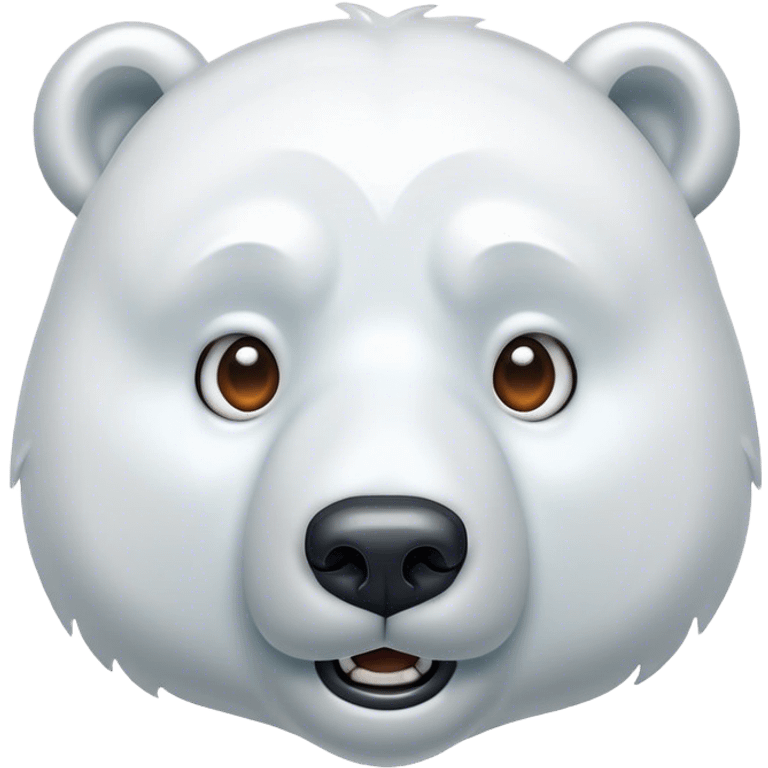 Cinematic Comical Polar Bear Portrait Emoji, Head tilted dramatically with an exaggeratedly shocked expression, featuring a robust, snowy build with wide, comically expressive eyes full of humorous disbelief, Simplified yet hilariously expressive features, highly detailed, glowing with a slightly sassy polar glow, high shine, dramatic yet playful, stylized with an air of quirky arctic attitude, soft glowing outline, capturing the essence of a meme-worthy polar bear that appears ready to side-eye its way into viral fame! emoji