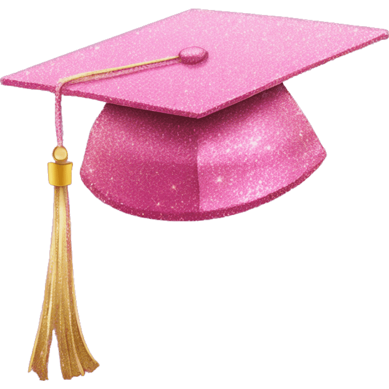 PINK GLITTER GRADUATION HAT emoji