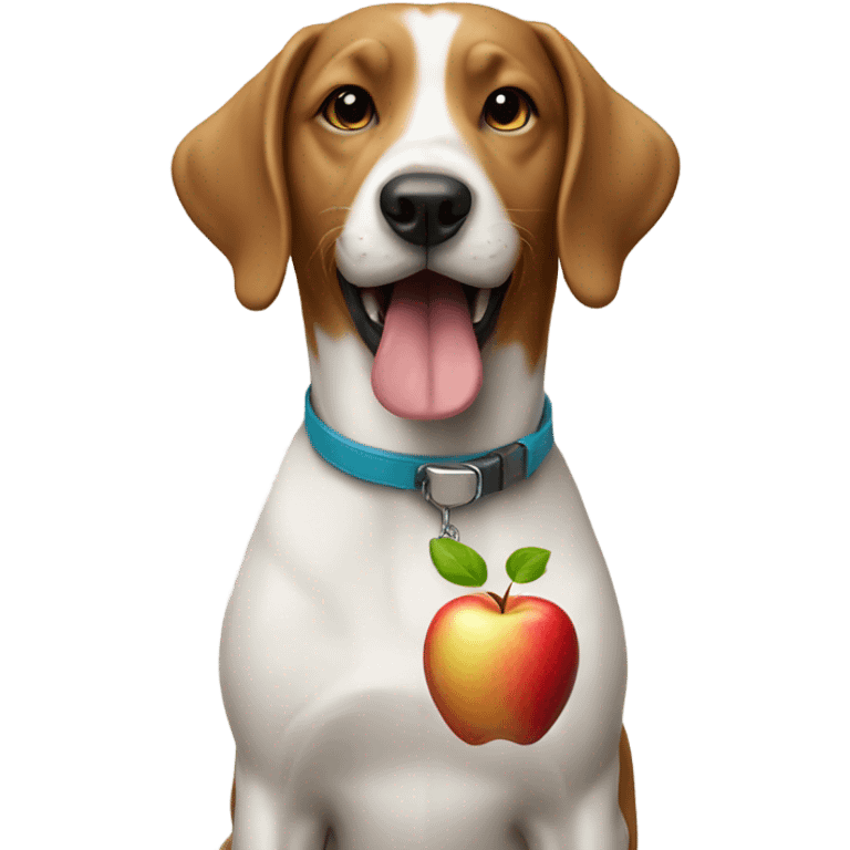 Dog with apple in mouth emoji