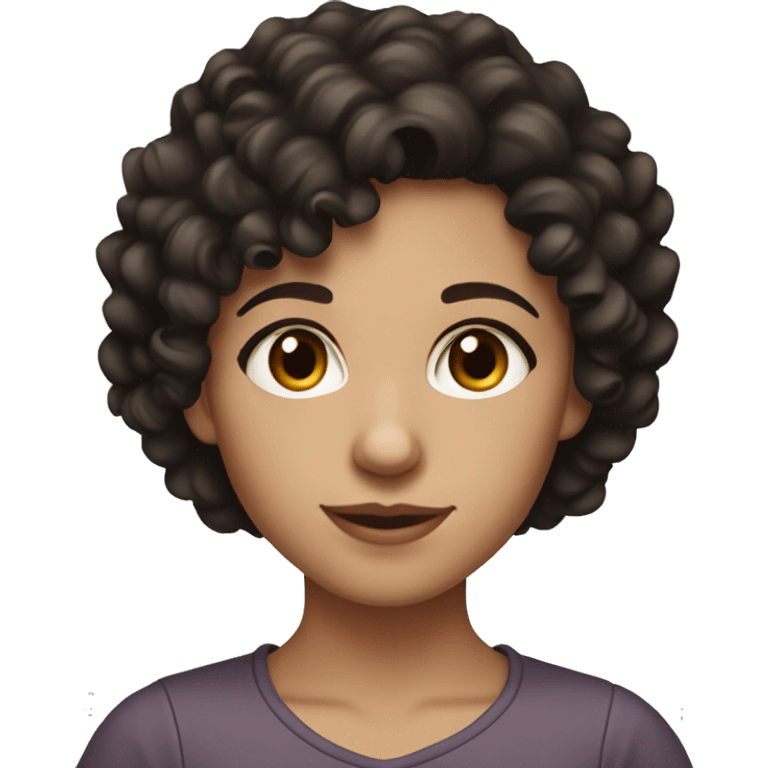 Girl with very dark brown curly hair and dark brown eyes and fair skin emoji