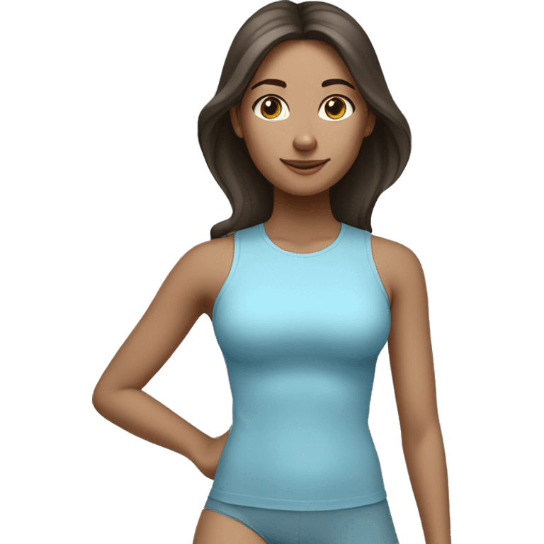 Brunette yoga girl light blue clothes  emoji