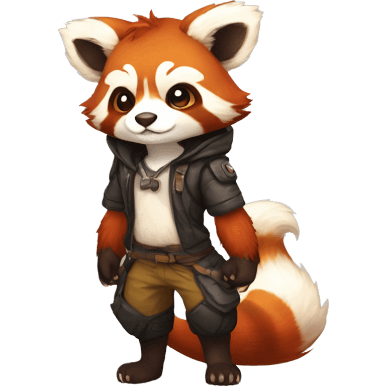 Anthro, Red Panda, Transformice-style, full body emoji