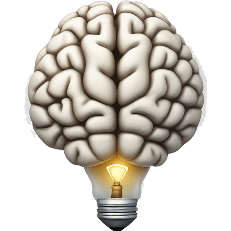 human brain with an idea lightbulb emoji