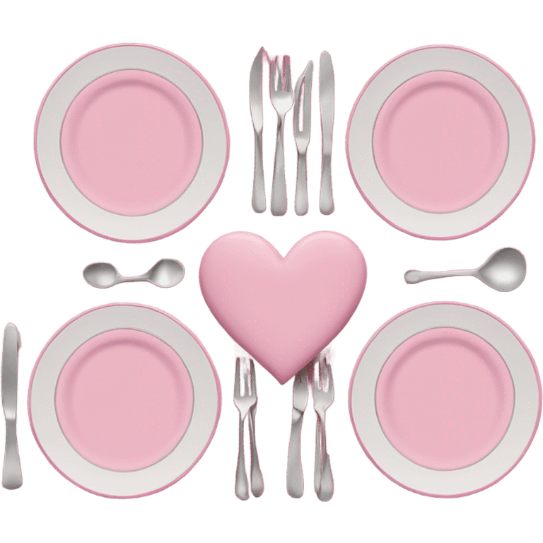 Pink grand table with cloth and heart shaped plates emoji