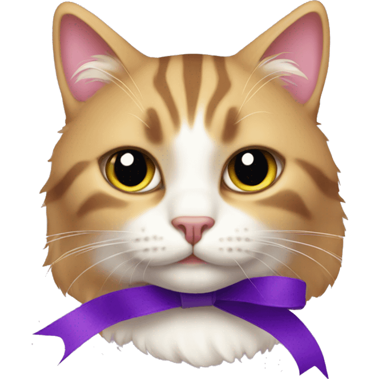 Cat with purple ribbon emoji