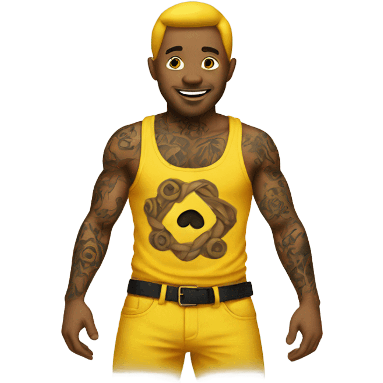 yellow emoji with tattoos emoji