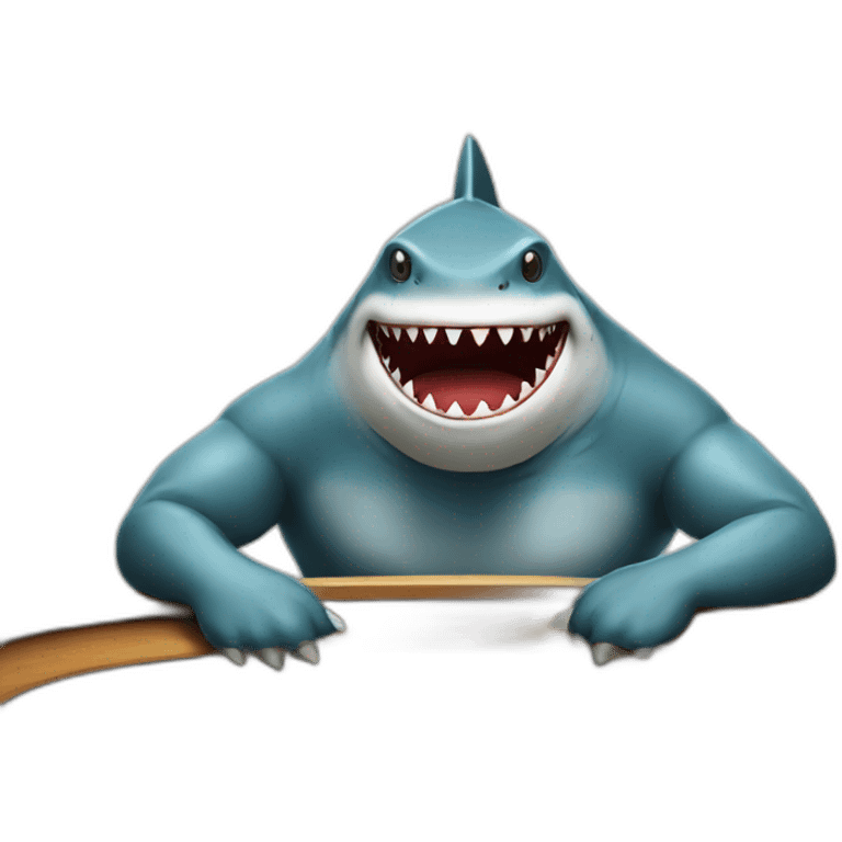 Shark playing poker sat at a table emoji