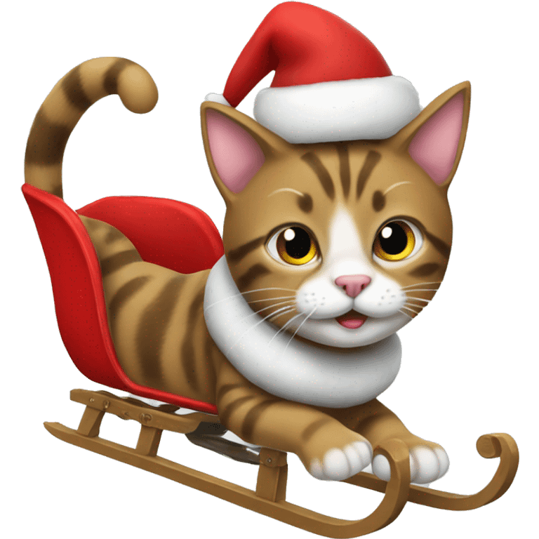 Cat on Santa sled emoji