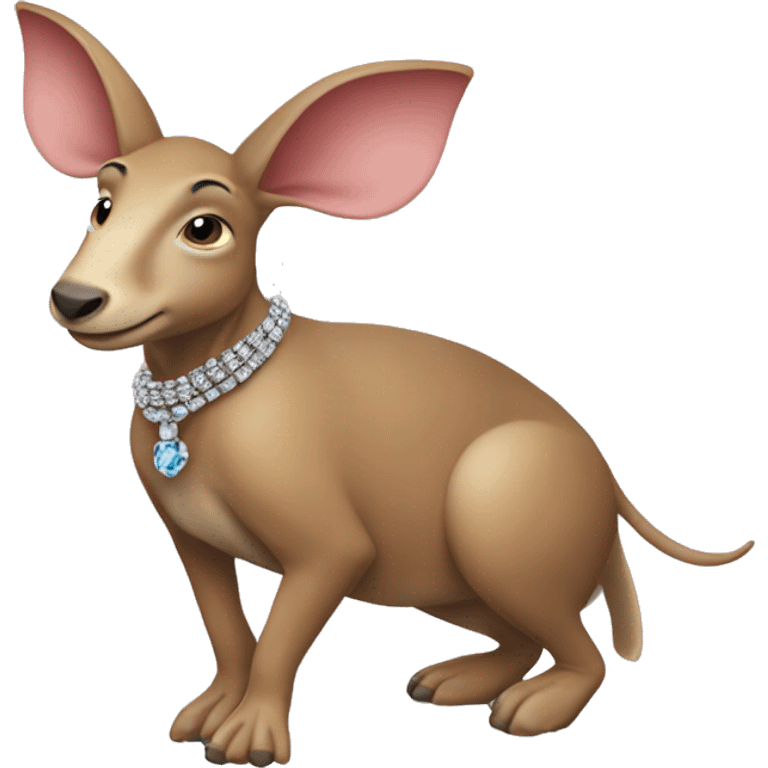 Aardvark Wearing chugging heels and with earrings and jewelry  emoji