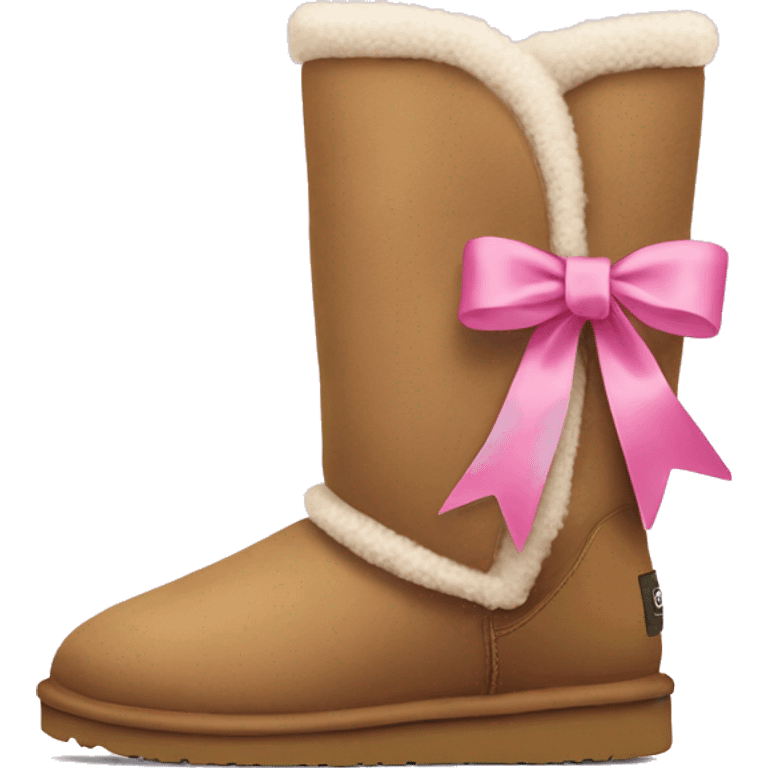 Ugg boots with a pink ribbon tied around them emoji