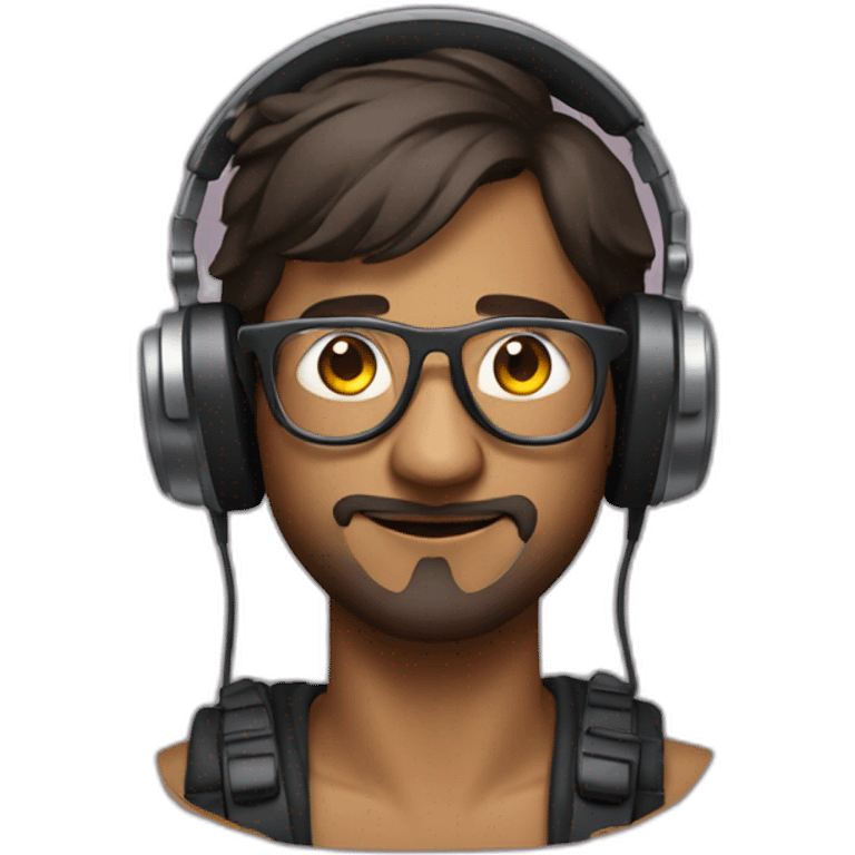 man dj with headphones and round glasses emoji