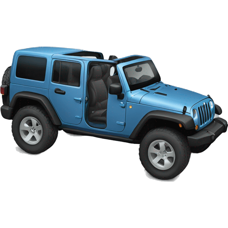 jeep Wrangler in the color blue grey big wheels emoji