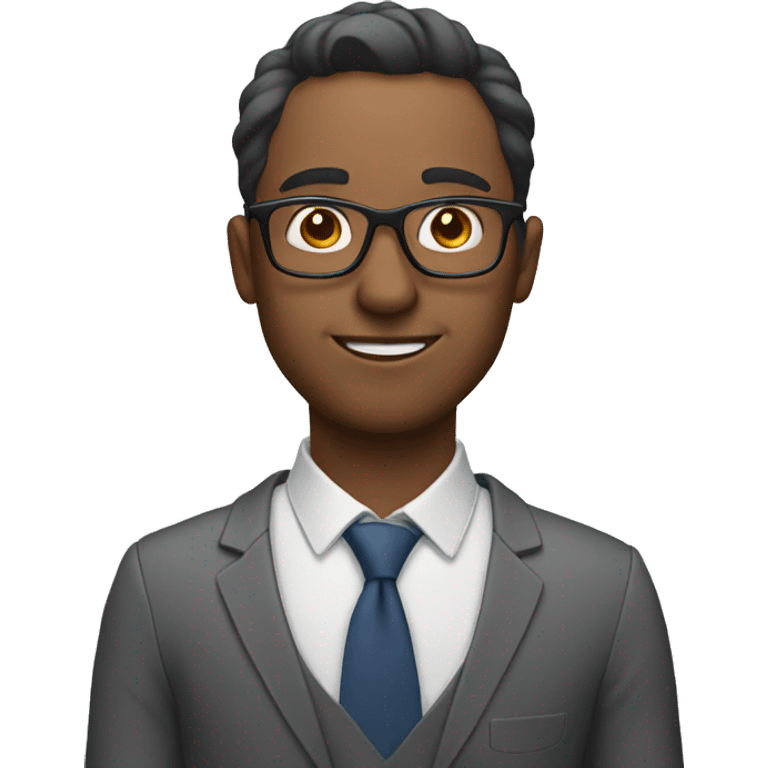 Man wearing glasses doing office work emoji