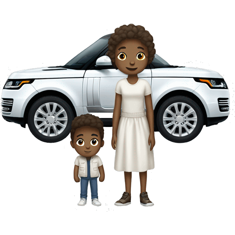 Boy and girl into white range rover  emoji