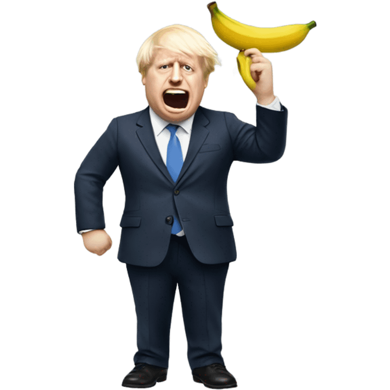 Boris Johnson holding a banana emoji