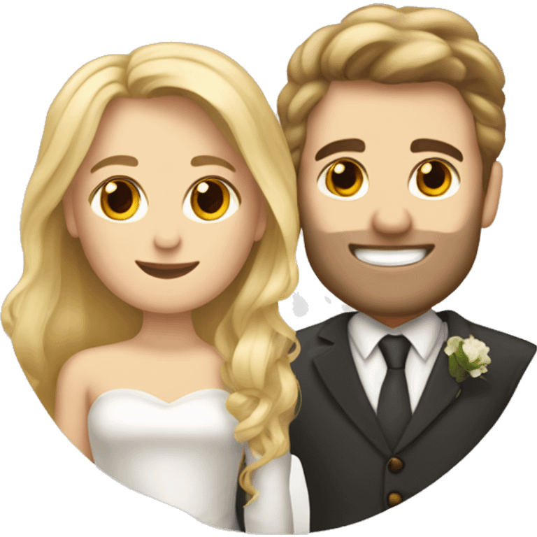 Blonde Frau lange Haare und Mann mit Anzug braune Haare und Bart heiraten emoji