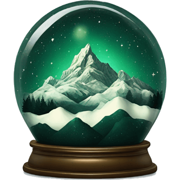 vintage dark green rococo night sky mountains snow globe emoji