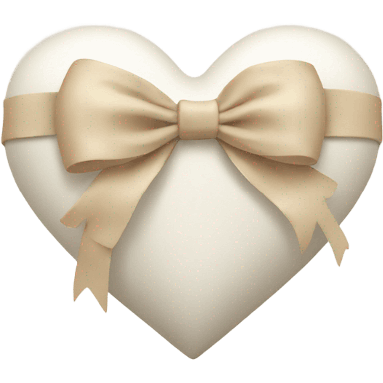 white heart with beige bow emoji