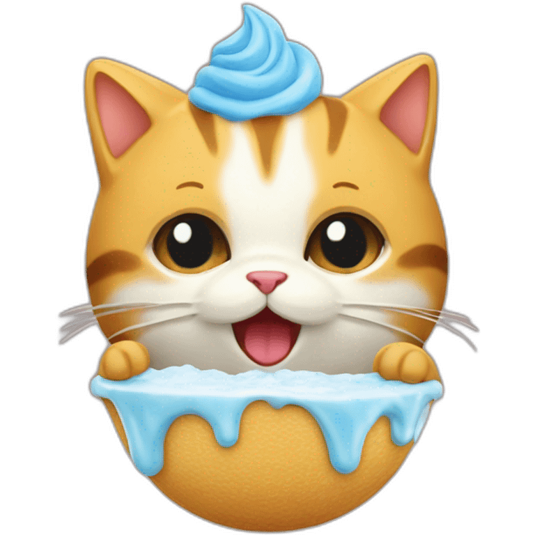 Un chat qui mange une glace emoji