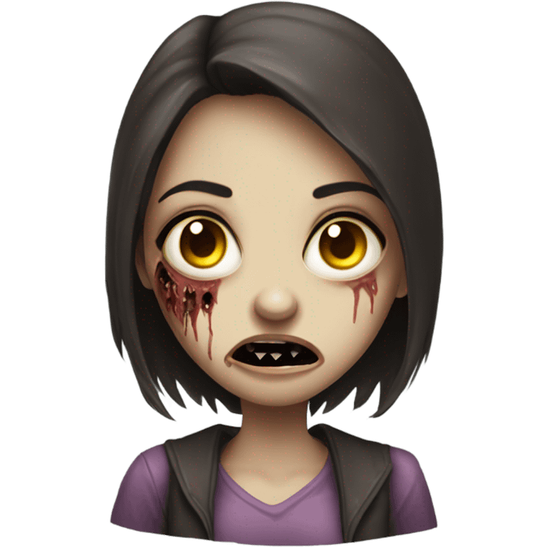 Brunette zombie girl in horror zombie  emoji