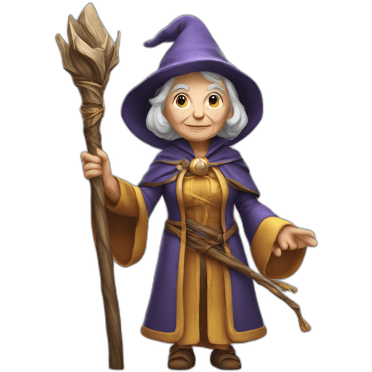 Old lady Mage with a staff emoji