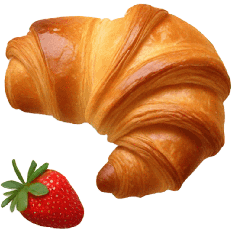 there is a croissant with strawberries in a beige plate emoji