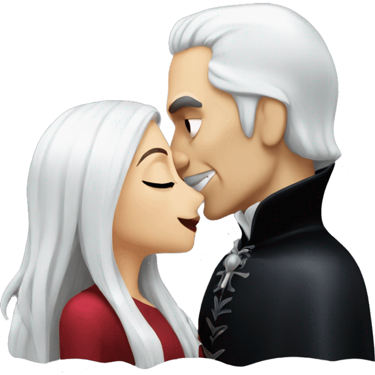 Dracula kissing girl with white hair emoji