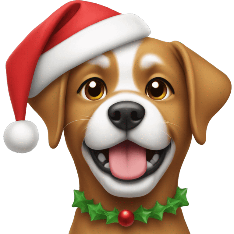 Dog wearing Christmas hat emoji