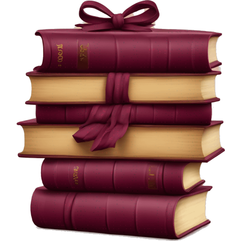 burgundy books stacked up and tied together by a burgundy bow emoji