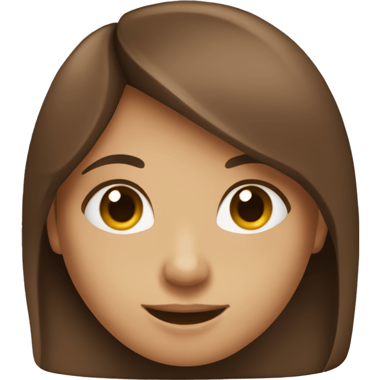 smiling girl with brown hair sitting at laptop emoji