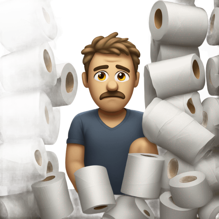 stinky man sad with toilet paper  emoji